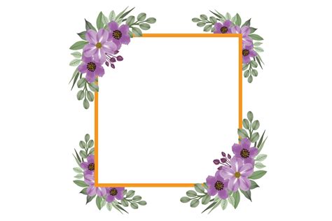 Square Frame with Purple Flower Border Graphic by setyawati_elis · Creative Fabrica