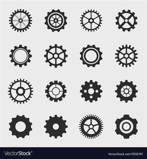 Different types of gears Royalty Free Vector Image