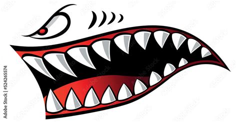 Flying tigers shark teeth car decal angry shark mouth motorcycle gas ...