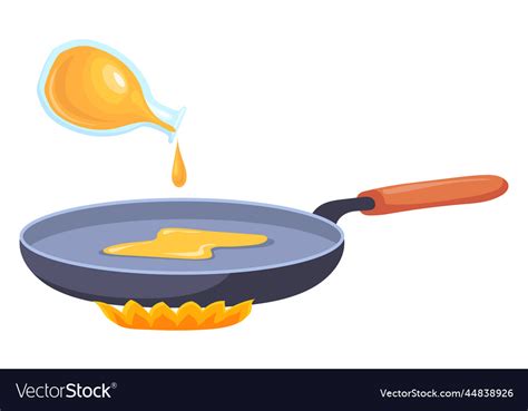 Add oil on frying pan cartoon recipe icon Vector Image