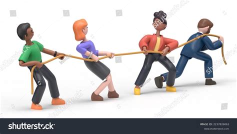 3d Illustration Cartoon Characters Pulling Rope3d Stock Illustration 2237826063 | Shutterstock