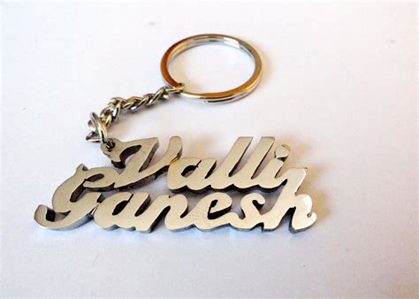 Designer Personal Name Keychain handcarved Key chain UNIQUE Personalized Key Chain Single Tone ...