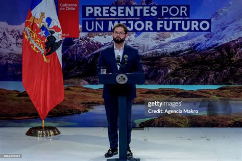 President of Chile Gabriel Boric gives a speech upon learning the ...