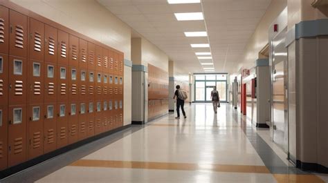 Premium AI Image | College hallway with lockers