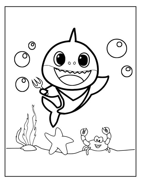 Printable Baby Shark Coloring Pages - Minimalist Blank Printable