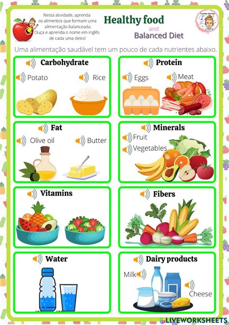 Healthy - unhealthy food interactive exercise for basic. You can do the exercises online or ...