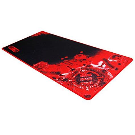 a red and black mouse pad on a white background