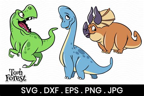 Cute Dinosaur SVG, DXF, EPS, and PNG cut files bundle (764758) | Cut ...