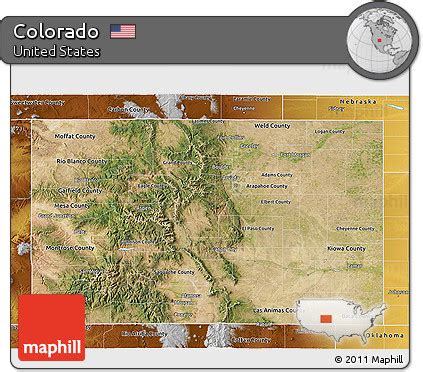 Free Satellite 3D Map of Colorado, physical outside