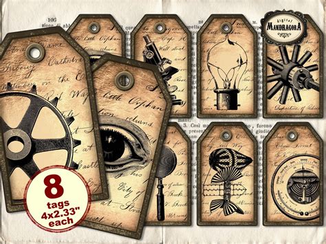 Steampunk Tags Victorian Tags Scrapbooking Tags Vintage | Etsy