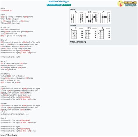 Chord: Middle of the Night - tab, song lyric, sheet, guitar, ukulele | chords.vip