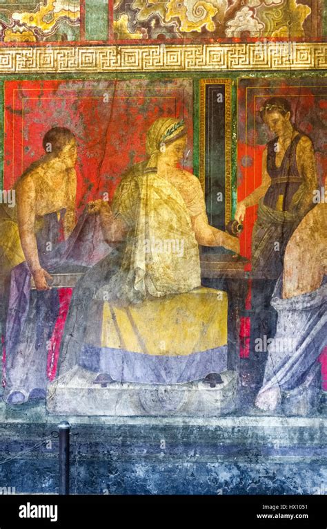 Fresco from Pompeii's Villa of Mysteries Stock Photo - Alamy