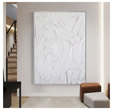 Large Abstract Painting Wall Art Decor, Original White 3D Textured Paintings on Canvas, Original ...