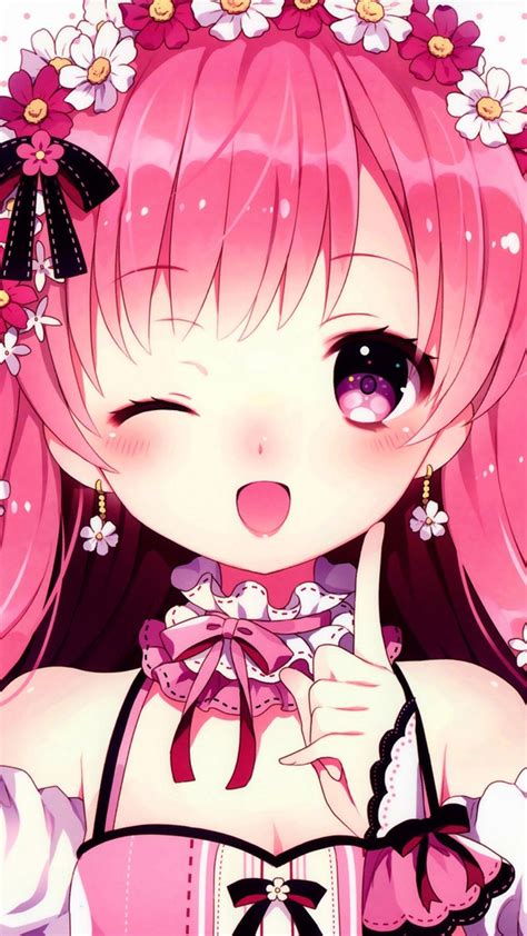 Kawaii Pink Anime Girl Wallpaper