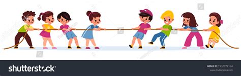 Kids Pulling Rope Team Game Tug Stock Vector (Royalty Free) 1932072194 | Shutterstock