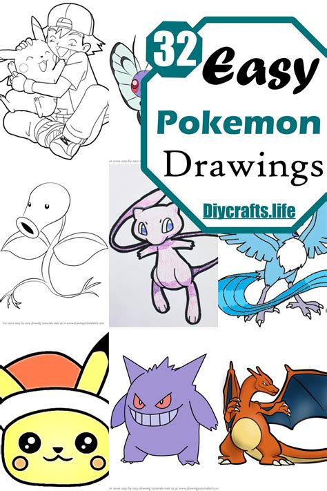 32 Easy Pokemon Drawings - How To Draw Pokemon - DIY Crafts