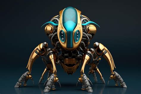 Premium Photo | A mechanical spider robot with a goldandblue color ...