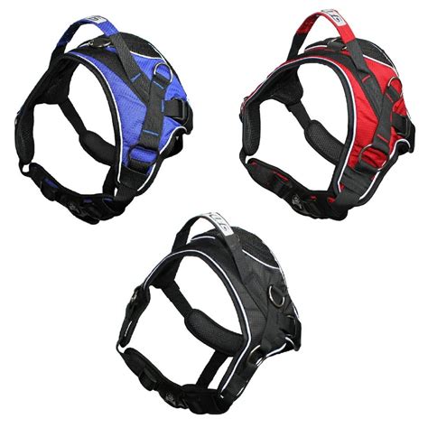 durable heavy duty padded no-pull dog harness handle working reflective stripes blue sz large ...