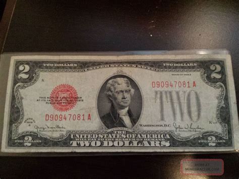 1928 - G $2 Dollar Bill Old Us Bank Note Paper Money Currency Red Seal ...