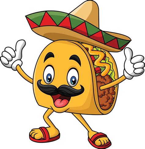 Cartoon funny taco mascot giving thumb up 20005090 Vector Art at Vecteezy