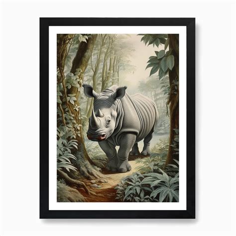 Rhino Realistic Illustration 4 Art Print by AfricanWild Strokes - Fy