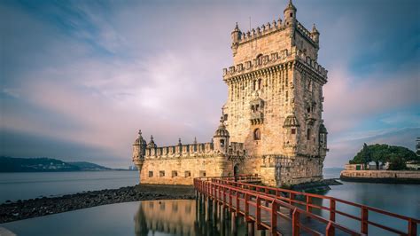 Belém tower a castle out of the age of discovery of Portugal. Defending the Tagus river Lasabon ...