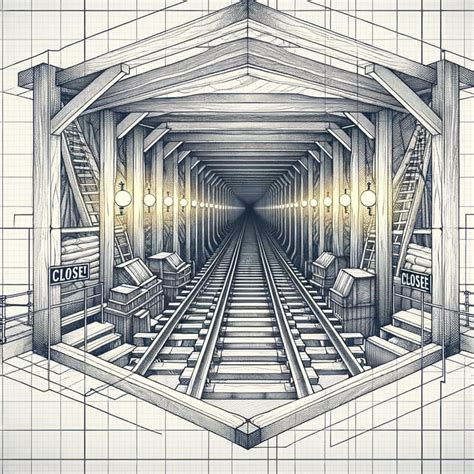 Infinite Mine Tunnel Mirage | Optical Illusion Sketch | AI Art Generator | Easy-Peasy.AI