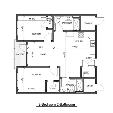 2 Bedroom Floor Plan With Dimensions | Viewfloor.co