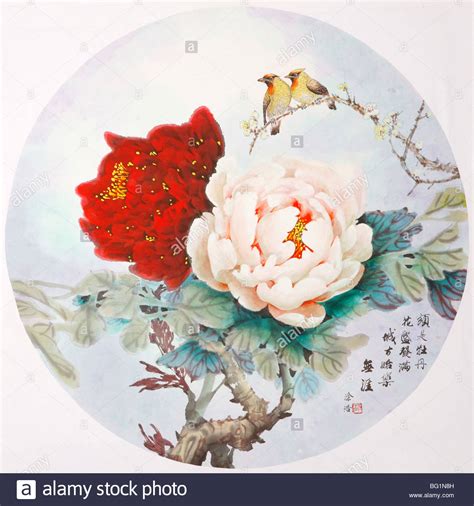 Chinese traditional painting-peony Stock Photo - Alamy