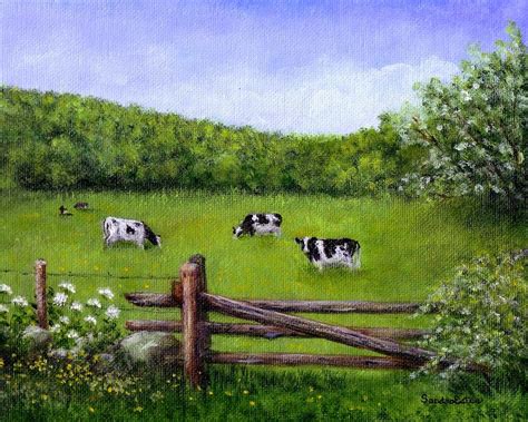 Cows In The Pasture Painting by Sandra Estes - Fine Art America