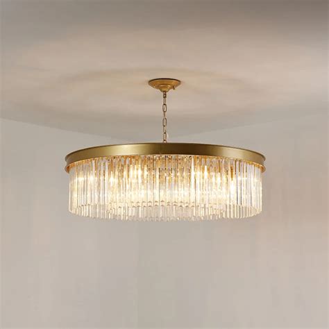 American Retro RH gold modern glass crystal Led Chandelier light fixture gold metal glass ...