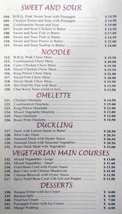 Menu at Master Wok Chinese Restaurant, Werribee