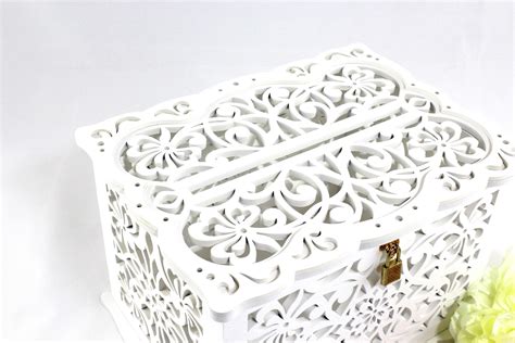 Wedding Card Box With Lock White Wedding Money Box With Slot - Etsy