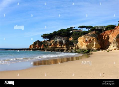 Olhos De Agua Beach In The Town Centre The Algarve Portugal Stock Photo ...