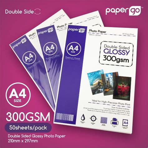 300gsm Double Side Glossy Photo Paper A4 50sheets/pack Papergo™ Glossy ...