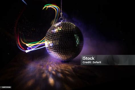 Colorful Disco Mirror Ball Lights Night Club Background Party Lights Disco Ball Selective Focus ...