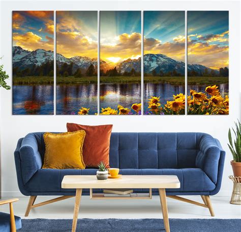 Mountain Wall Art Mountain Canvas Print Large Sunset Art | Etsy