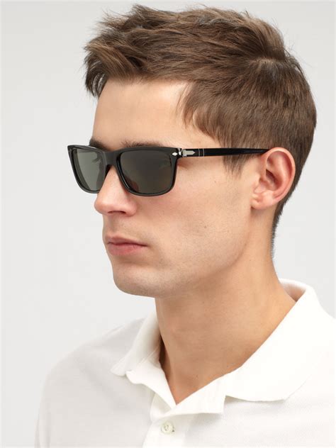 Persol Acetate Rectangular Sunglasses in Black for Men | Lyst