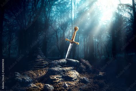 sword in the stone excalibur Stock Photo | Adobe Stock