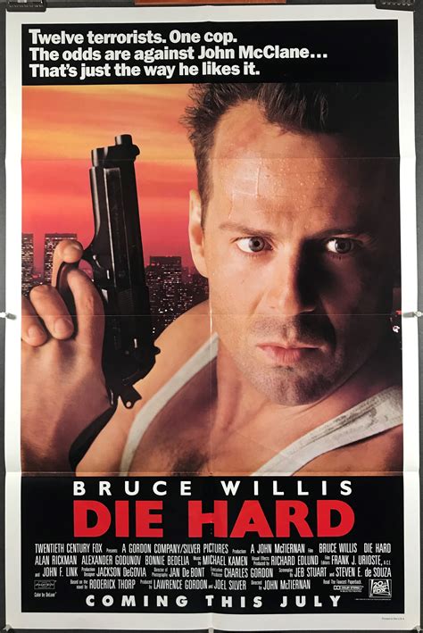 DIE HARD, Original, Vintage Action Movie Poster starring Bruce Willis - Original Vintage Movie ...