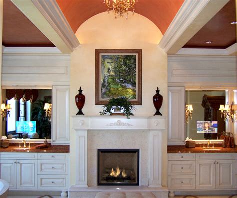 Luxury Bathroom with Fireplace