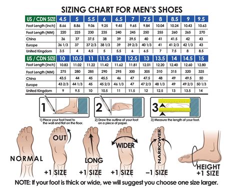 Printable Men's Shoe Size Chart