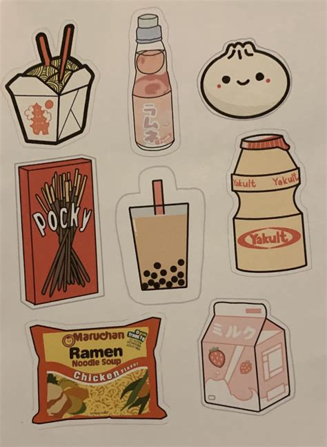 Asian Food Sticker Pack | Etsy | Scrapbook stickers printable, Preppy stickers, Printable stickers