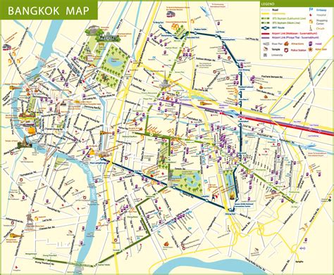 Detail Bangkok Map for Travelers Guide | About BTS Bangkok Thailand Airport Map