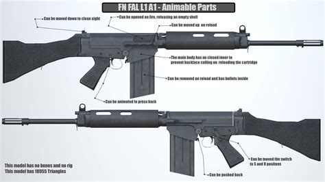 FN FAL Rifle Black - 3D Model by TimberTinker