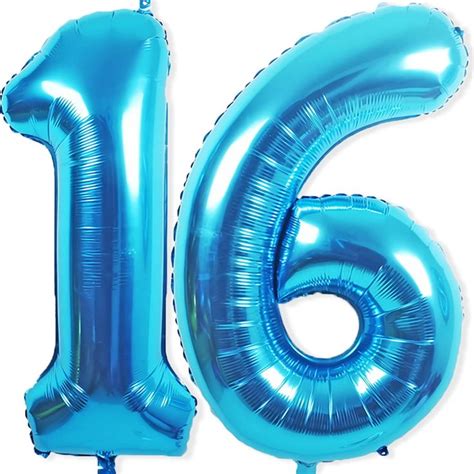 16 Balloon Number, 40 Inch Blue Foil Balloons Giant Jumbo Helium Number 16 or 61 Balloons for ...