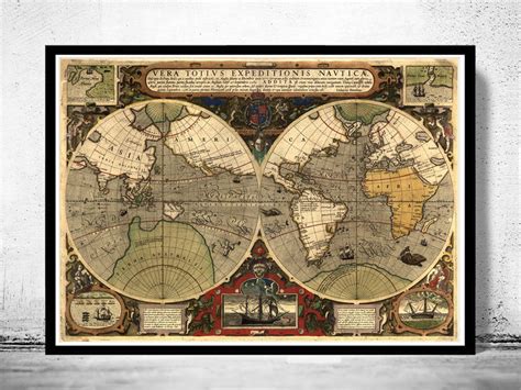 Old World Map 1595 Vintage Map Wall Map Print - VINTAGE MAPS AND PRINTS