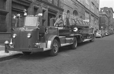 FDNY Ladder 27 American LaFrance 100' TDA Shown In A Photo From 1956 Fire Dept, Fire Department ...