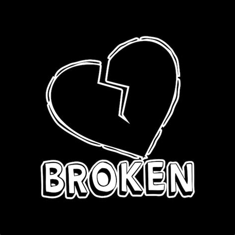 Premium Vector | Broken heart art illustration hand drawn style black and white for tattoo ...