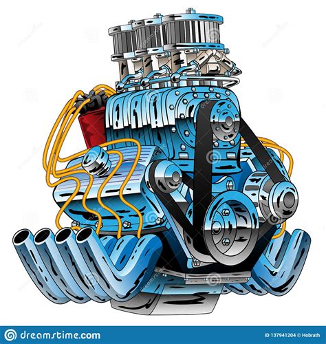 Hot Rod Race Car Dragster Engine Cartoon Vector Illustration Stock Vector - Illustration of auto ...